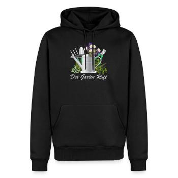 Le jardin appelle jardiniers fleurs jardinage - Sweat à capuche Premium bio Homme - noir - Devant - Nico (187cm)