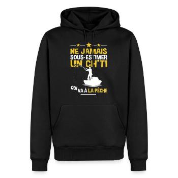 Nord pas de calais chti ch'ti pêche pêcheur - Sweat à capuche Premium bio Homme - noir - Devant - Nico (187cm)