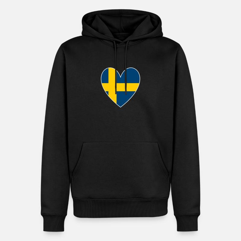 Cuore di Svezia - Felpa con cappuccio ecologica premium da uomo - nero