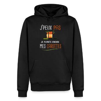 J'peux pas je plante mes carottes - Sweat à capuche Premium bio Homme - noir - Devant - Nico (187cm)