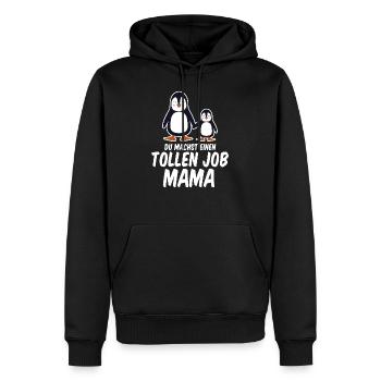 niedliche Pinguine Du machst einen tollen Job Mama - Männer Premium Bio Hoodie - Schwarz - Vorne - Nico (187cm)