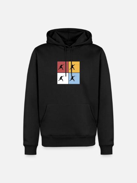 Fechten Quadrate Vintage Sport Hobby - Männer Premium Bio Hoodie - Schwarz