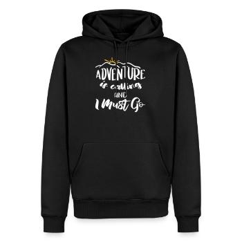 Adventure is calling and I must go - Fernweh Motif - Sweat à capuche Premium bio Homme - noir - Devant - Nico (187cm)