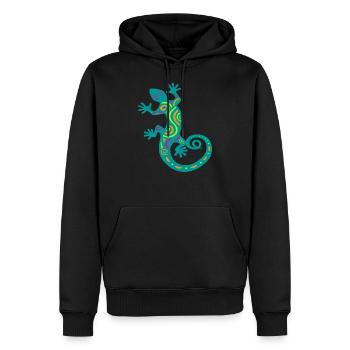 Gecko bunt Zeichnung - Männer Premium Bio Hoodie - Schwarz - Vorne - Nico (187cm)