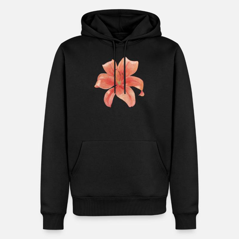 Lilie - Männer Premium Bio Hoodie - Schwarz