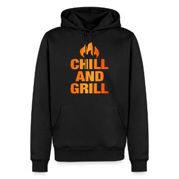 Chill Grill grillen Barbecue Flamme Grillsaison - Männer Premium Bio Hoodie - Schwarz - Vorne - Nico (187cm)