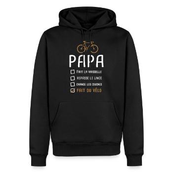 Papa cycliste fête des pères cadeau drôle vélo - Sweat à capuche Premium bio Homme - noir - Devant - Nico (187cm)
