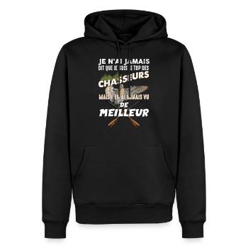Chasseur de bécasse le meilleur - Sweat à capuche Premium bio Homme - noir - Devant - Nico (187cm)