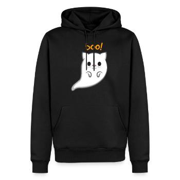 Geisterkatze Boo - Männer Premium Bio Hoodie - Schwarz - Vorne - Nico (187cm)