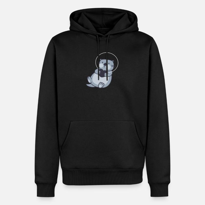 Les loutres d’astronautes dans l’espace - Sweat à capuche Premium bio Homme - noir