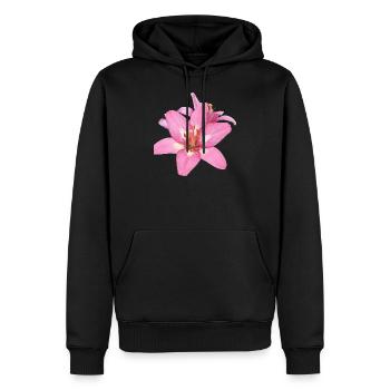 Lilie Rosa - Männer Premium Bio Hoodie - Schwarz - Vorne - Nico (187cm)