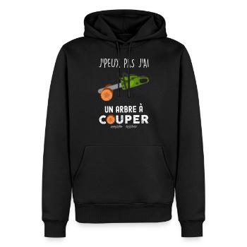 Bûcheron, papa charpentier humour passion du bois - Sweat à capuche Premium bio Homme - noir - Devant - Nico (187cm)