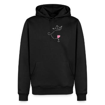 Bateau en papier avec ancre dans la mer - Sweat à capuche Premium bio Homme - noir - Devant - Nico (187cm)