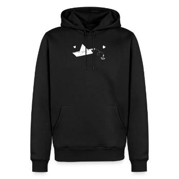 Bateau de papier d'ancre de bateau de papier - Sweat à capuche Premium bio Homme - noir - Devant - Nico (187cm)