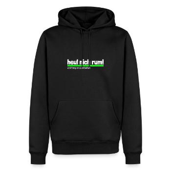 Spruch "heul nich rum - fang an zu arbeiten"-wob - Männer Premium Bio Hoodie - Schwarz - Vorne - Nico (187cm)
