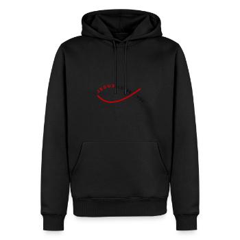 Jésus vous aime - Sweat à capuche Premium bio Homme - noir - Devant - Nico (187cm)