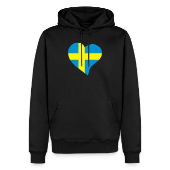 Schwedische Herz - Männer Premium Bio Hoodie - Schwarz - Vorne - Nico (187cm)