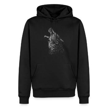 Loup - Sweat à capuche Premium bio Homme - noir - Devant - Nico (187cm)