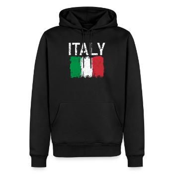 Drapeau Italien au coup de pinceau - Sweat à capuche Premium bio Homme - noir - Devant - Nico (187cm)