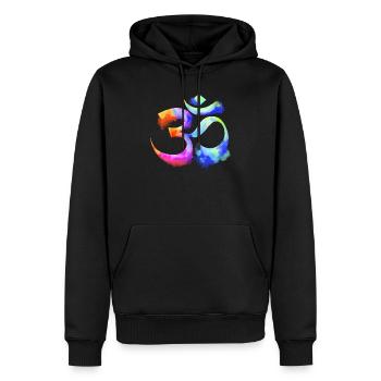 Om arcenciel aquarelle - Sweat à capuche Premium bio Homme - noir - Devant - Nico (187cm)