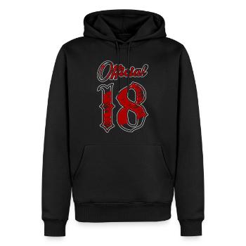Officially 18 years - Men’s Premium Organic Hoodie - black - Front - Nico (187cm)