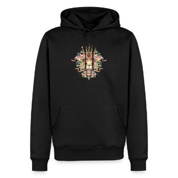 entzückender Osterhase im ornamentalen Rahmen - Männer Premium Bio Hoodie - Schwarz - Vorne - Nico (187cm)
