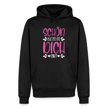 Schön dass es dich gibt - Männer Premium Bio Hoodie - Schwarz - Vorne - Nico (187cm)