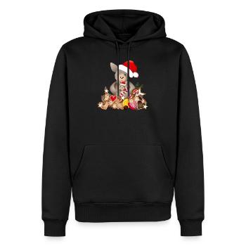 kangourou doux pour Noël avec chapeau de Noël - Sweat à capuche Premium bio Homme - noir - Devant - Nico (187cm)