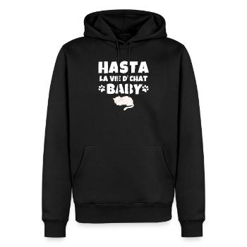 chat, amoureux des chats, chat humour - Sweat à capuche Premium bio Homme - noir - Devant - Nico (187cm)