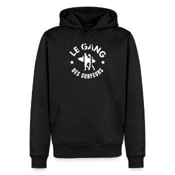 surf, fan de surf, faire du surf - Sweat à capuche Premium bio Homme - noir - Devant - Nico (187cm)
