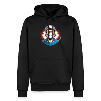 Coureur avec casque - Sweat à capuche Premium bio Homme - noir - Devant - Nico (187cm)