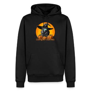 Chat d'Halloween avec chapeau de sorcière - Sweat à capuche Premium bio Homme - noir - Devant - Nico (187cm)