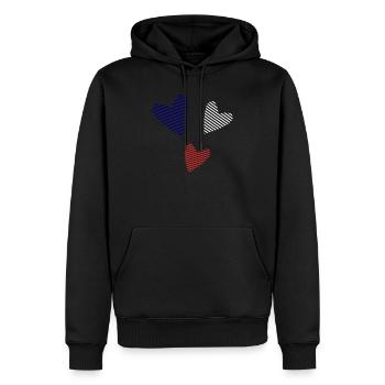 HERZ. WEIHNACHTEN. PAAR. VALENTINSTAG. GERADE VERHEIRATET. - Männer Premium Bio Hoodie - Schwarz - Vorne - Nico (187cm)