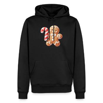 Joyeux bonhomme en pain d’épice avec canne à sucre - Sweat à capuche Premium bio Homme - noir - Devant - Nico (187cm)