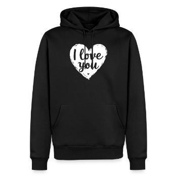 I Love You, White - Men’s Premium Organic Hoodie - black - Front - Nico (187cm)