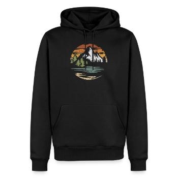 Paysage de montagne vintage – Nature & Adventure Design - Sweat à capuche Premium bio Homme - noir - Devant - Nico (187cm)