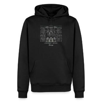 Historisches Chicago Bibliotheksdesign - Männer Premium Bio Hoodie - Schwarz - Vorne - Nico (187cm)