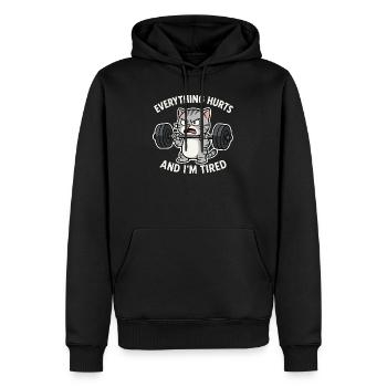 Angry Cat Lifting Barbell Illustration - Men’s Premium Organic Hoodie - black - Front - Nico (187cm)