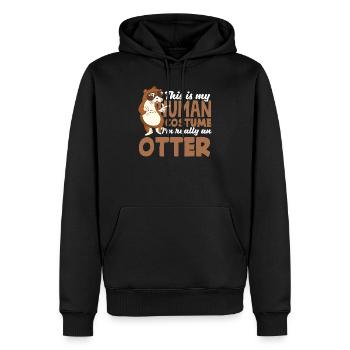 Sea Otter Cartoon Human Costume - Men’s Premium Organic Hoodie - black - Front - Nico (187cm)