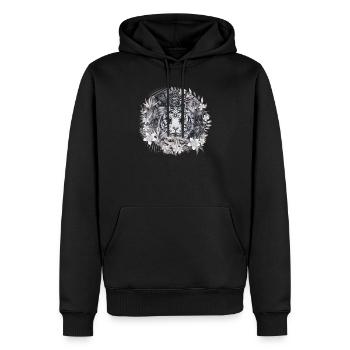 Majestätischer weißer Tiger – Mystischer Dschungel - Männer Premium Bio Hoodie - Schwarz - Vorne - Nico (187cm)