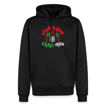 Cher Père Noël, j’ai vraiment essayé l’humour de Noël drôle - Sweat à capuche Premium bio Homme - noir - Devant - Nico (187cm)