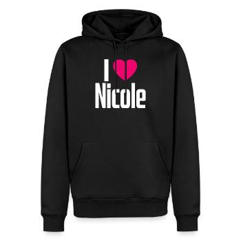 I Love Nicole Pinkes Herz Ich liebe Nicole - Männer Premium Bio Hoodie - Schwarz - Vorne - Nico (187cm)