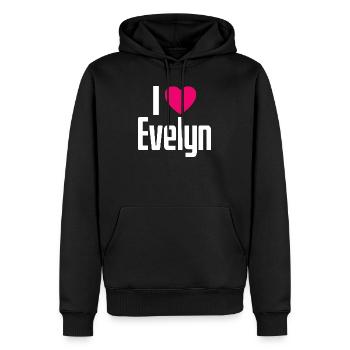 I Love Evelyn Pinkes Herz Ich liebe Evelyn - Männer Premium Bio Hoodie - Schwarz - Vorne - Nico (187cm)