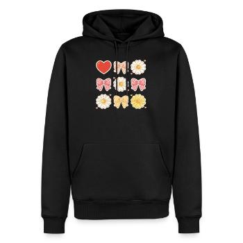 Pastel Daisy Bows Heart Pattern - Men’s Premium Organic Hoodie - black - Front - Nico (187cm)