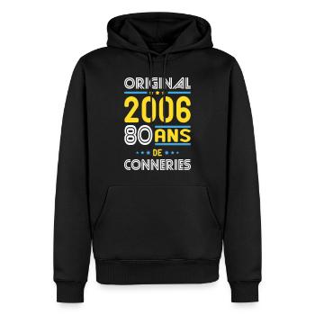 Original – 2006 – 20 Jahre - Männer Premium Bio Hoodie - Schwarz - Vorne - Nico (187cm)