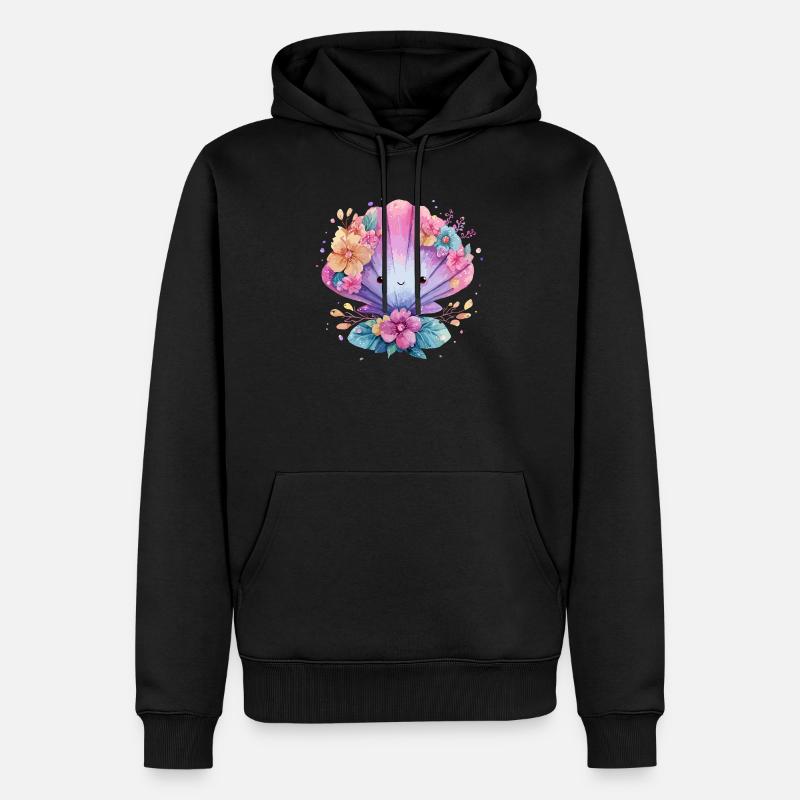 Moule fleurie avec des fleurs joyeuses - Sweat à capuche Premium bio Homme - noir