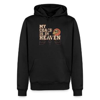 Mon entraîneur est au paradis dans le basket chrétien - Sweat à capuche Premium bio Homme - noir - Devant - Nico (187cm)