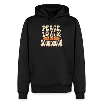 Paix, Amour & Levain - Sweat à capuche Premium bio Homme - noir - Devant - Nico (187cm)