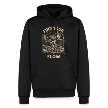 Find Your Flow – VTT vintage - Sweat à capuche Premium bio Homme - noir - Devant - Nico (187cm)
