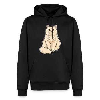 Chat British Shorthair Crème Portrait Rond Doux - Sweat à capuche Premium bio Homme - noir - Devant - Nico (187cm)